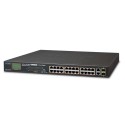PLANET FGSW-2622VHP 24-Port 10/100TX 802.3at PoE + 2-Port Gigabit TP/SFP Combo Ethernet Switch with LCD PoE Monitor (300W)